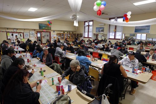 PHOTO PAGE - Weekly Community Bingo hosted by the Manitoba Indigenous Cultural Education Centre Inc. Held weekly on Thursdays starting April 9th, 2015. Held at the Filipino Seniors Group of Winnipeg Cultural Education Centre. BORIS MINKEVICH / WINNIPEG FREE PRESS  NOV 5, 2015