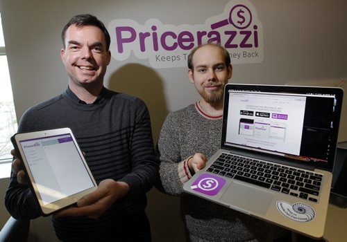 BIZ - Pricerazzi co/founders (Left to right) Declan McDonald and Robert Keizer at their office in the exchange district. BORIS MINKEVICH / WINNIPEG FREE PRESS  NOV 9, 2015