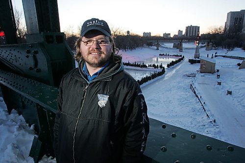 BORIS MINKEVICH / WINNIPEG FREE PRESS  080116 Dean Koshelanyk poses for a photo on the skating bridge at the forks. He is organizing a attempt to make the worlds longest line of people on ice.