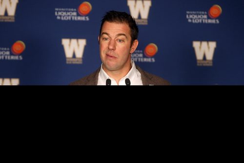 WINNIPEG BLUE BOMBERS - General Manager Kyle Walters answers questions from the media. BORIS MINKEVICH / WINNIPEG FREE PRESS  NOV 13, 2015
