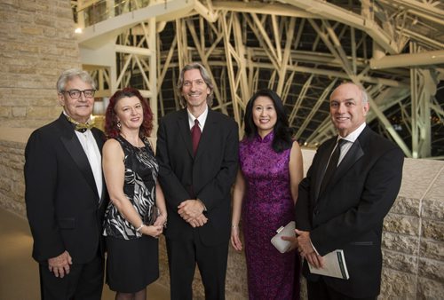 DAVID LIPNOWSKI / WINNIPEG FREE PRESS 151114  (L-R) Frank Hechter, Sharon Blady, John Prendergast (Author, guest speaker at the event), Nancy Auyeung, Joel Antel at the Dare to Smile Gala at the Canadian Museum for Human Rights Saturday November 14, 2015.  for the Social Page