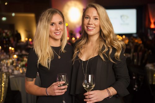 DAVID LIPNOWSKI / WINNIPEG FREE PRESS 151114  (L-R) Dana Baker and Kait Flett at the Dare to Smile Gala at the Canadian Museum for Human Rights Saturday November 14, 2015.  for the Social Page
