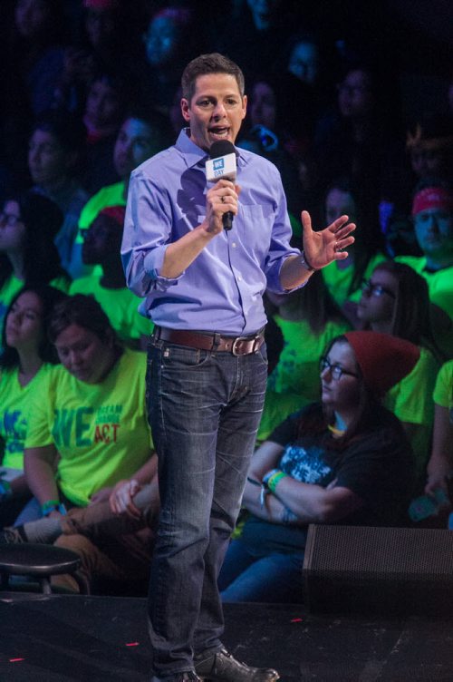 Around 16,000 Manitoba students and teachers take in WE Day Manitoba at the MTS Centre Monday, where inspirational speakers and performers helped celebrate youth making a difference in their communities. Winnipeg Mayor Brian Bowman speaks at WE Day. 151116 - Monday, November 16, 2015 -  MIKE DEAL / WINNIPEG FREE PRESS