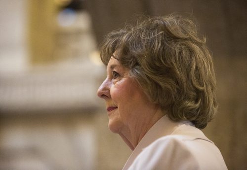 Lieutenant Governor of Manitoba Janice Filmon enters the Manitoba Legislative Building before the throne speech in Winnipeg on Monday, Nov. 16, 2015.   (Mikaela MacKenzie/Winnipeg Free Press)