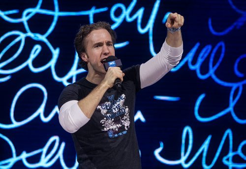 Around 16,000 Manitoba students and teachers take in WE Day Manitoba at the MTS Centre Monday, where inspirational speakers and performers helped celebrate youth making a difference in their communities. Craig Kielburger speaks during WE Day. 151116 - Monday, November 16, 2015 -  MIKE DEAL / WINNIPEG FREE PRESS