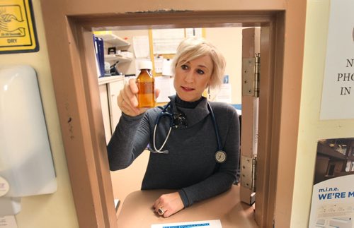 Dr. Ginette Poulin, Medical Director for the Addictions Foundation of Manitoba-Methadone Intervention and Needle Exchange Program-Unit 7, 25 Sherbrook Street- She holds Methadone  in clinic-See Larry Kusch  49.8 storyNov 16, 2015   (JOE BRYKSA / WINNIPEG FREE PRESS)