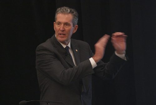 Manitoba Progressive Conservative Leader Brian Pallister spoke at the The Winnipeg Chamber of Commerce lunch Tuesday -See Larry Kusch and Dan Lett storiesNov 17, 2015   (JOE BRYKSA / WINNIPEG FREE PRESS)