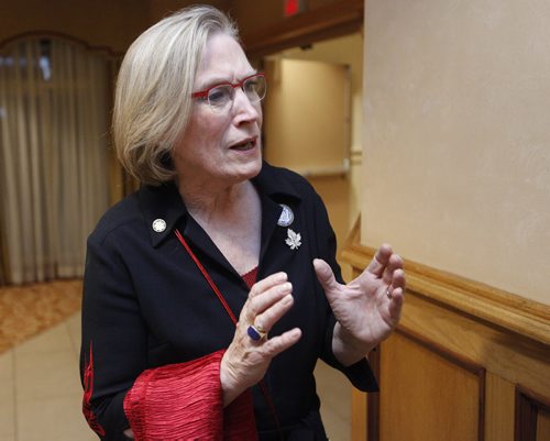 November 17, 2015 - 151117  -  Carolyn Bennett, Canada's Minister of Indigenous and Northern Affairs, responds to questions about an inquiry into missing women prior to the Duff Roblin Awards at Fort Garry Place Tuesday, November 17, 2015.  John Woods / Winnipeg Free Press