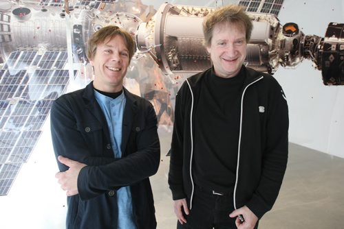 Co-Curator Matthew Patton,right, with Music director and festival co-curator Alexander Mickelthwate pose for a portrait before the Winnipeg Symphony Orchestra announcement of the 25th Anniversary Winnipeg  New Music Festival 2016 program that was released at the Plug-In ICA Gallery Wednesday- See Alan Small StoryNov 18, 2015   (JOE BRYKSA / WINNIPEG FREE PRESS)