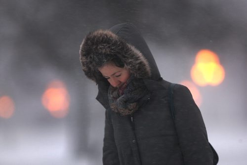 Pedestrians walk through the blustery snow near the Manitoba Legislature Thursday -Standup PhotoNov 19, 2015   (JOE BRYKSA / WINNIPEG FREE PRESS)