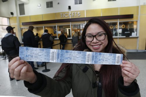 Tickets went on sale today for the Justin Bieber concert in the MTS Centre on June 11 and Camille Coronado managed to get a ticket for herself and friends at the MTS Centre Friday morning.  Wayne Glowacki / Winnipeg Free Press Nov. 20   2015