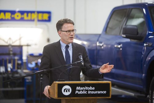 Paul Vogt, president of Red River College, announces plans for a new Centre of Excellence in automotive research and training in Winnipeg on Friday, Nov. 20, 2015.   (Mikaela MacKenzie/Winnipeg Free Press)