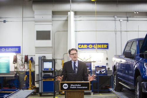 Paul Vogt, president of Red River College, announces plans for a new Centre of Excellence in automotive research and training in Winnipeg on Friday, Nov. 20, 2015.   (Mikaela MacKenzie/Winnipeg Free Press)