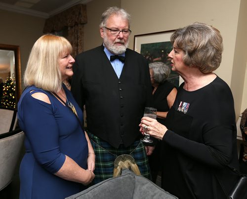 L-R: Brenda Blaikie, her husband, former MP and a past president of the St. Andrews Society of Winnipeg, Bill Blaikie, and Manitoba Lt.-Gov. Janice Filmon at the St. Andrews Society of Winnipeg's 145th annual celebration dinner on Nov. 20 at the Fort Garry Hotel.  Photo by Jason Halstead/Winnipeg Free Press RE: Social Page, Nov. 28, 2015