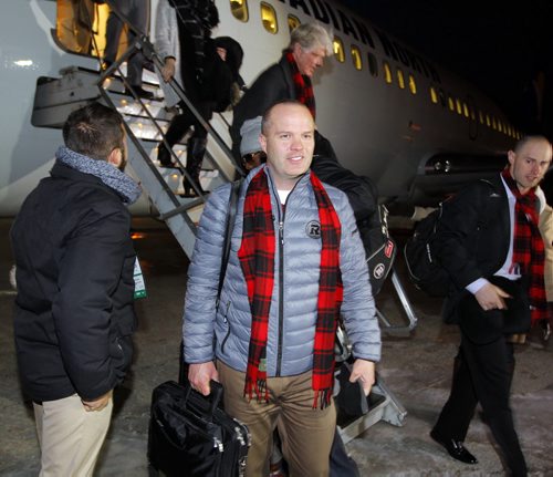 Ottawa RedBlacks head coach Rick Campbell arrives in Winnipeg on Tuesday, Nov.24, 2015. The RedBlacks will play the Edmonton Eskimos in the 103rd Grey Cup on Sunday. BORIS MINKEVICH / WINNIPEG FREE PRESS  NOV 24, 2015