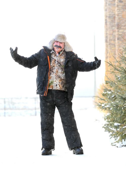 Free Press humour columnist, Doug Speirs, shows off his new layered winter clothing from Cabela's showing how to stay warm and cozy while attending this year's Grey Cup in Winnipeg.   See Speirs column with video.  Nov 25, 2015 Ruth Bonneville / Winnipeg Free Press