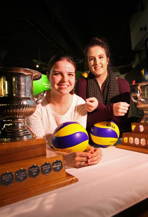 Glenlawn Collegiate grade 12 students and Varsity girls Volleyball players  Jenna Campbell (left) and Katelyn Campbell are excited about this weeks MHSAA Volleyball tournemant,    See Melissa Martin's story.  Nov 24, 2015 Ruth Bonneville / Winnipeg Free Press