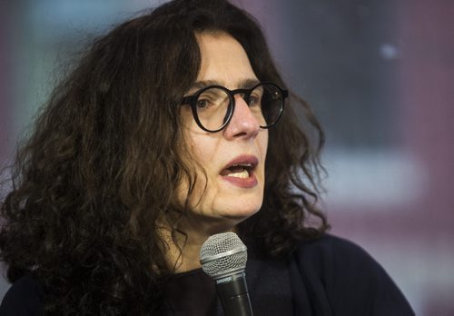 Canadian actor Arsinée Khanjian speaks at the Winnipeg Free Press News Cafe in Winnipeg on Wednesday, Nov. 25, 2015.   (Mikaela MacKenzie/Winnipeg Free Press)