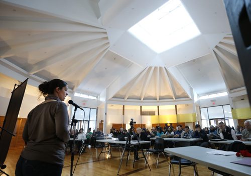 Christina Maes Nino, SPCW Community Animator announced the findings of the Winnipeg Street Census 2015 at the Circle of Life Thunderbird House Wednesday. Kristin Annable story Wayne Glowacki / Winnipeg Free Press Nov. 25   2015