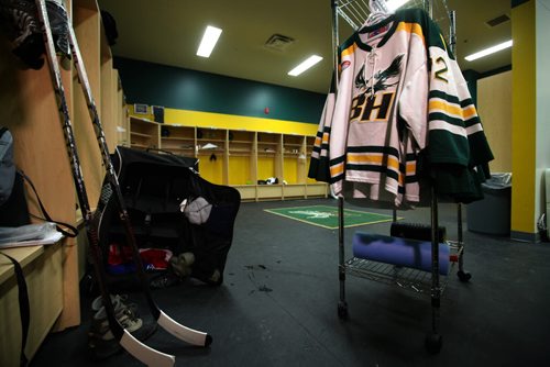 Shots of Balmoral Hall Blazers Girls Hockey team change room at Iceplex arena.    Nov 25, 2015 Ruth Bonneville / Winnipeg Free Press