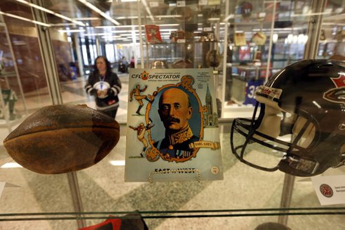 The Canadian Football Hall of Fame display that is part of the fan attractions at the Grey Cup Festival HQ in the RBC Convention Centre Thursday. Bill Redekop story  Wayne Glowacki / Winnipeg Free Press Nov. 26    2015