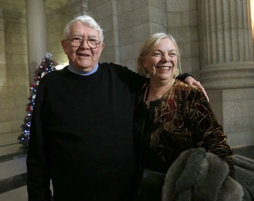 Deva-Marie Beck and Wayne Kines  attended the provincial announcement to welcome Syrian refugees to the province held  in the Manitoba Legislative building Thursday. Carol Sanders story  Wayne Glowacki / Winnipeg Free Press Nov. 26    2015