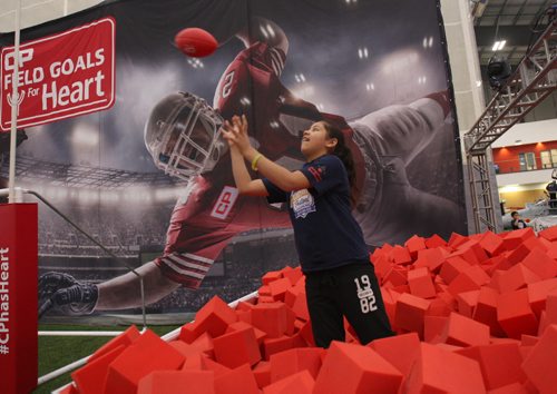 Patience Meeches , 10 years Norquay School at the CP Field Goals for Heart Activity inside the University of Winnipeg Health and Recplex at the MacDon Fan Experience and Family Zone part of the Nissan Titan Grey Cup Street Festival in Winnipeg Thursday afternoon -Standup PhotoNov 26, 2015   (JOE BRYKSA / WINNIPEG FREE PRESS)