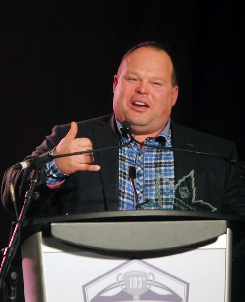 CFL ALUMNI LUNCH AND HALL OF FAME - Today, Wade Miller was one of two named Man of the Year by the CFL Alumni Association. BORIS MINKEVICH / WINNIPEG FREE PRESS  NOV 27, 2015