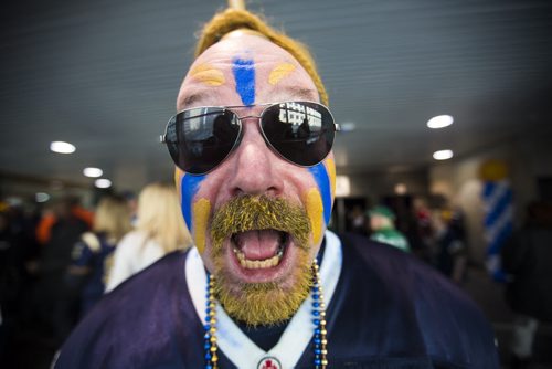 Die-hard roughriders fan Michael Smith celebrates Grey Cup at the RBC Convention Centre in Winnipeg on Friday, Nov. 27, 2015.   (Mikaela MacKenzie/Winnipeg Free Press)