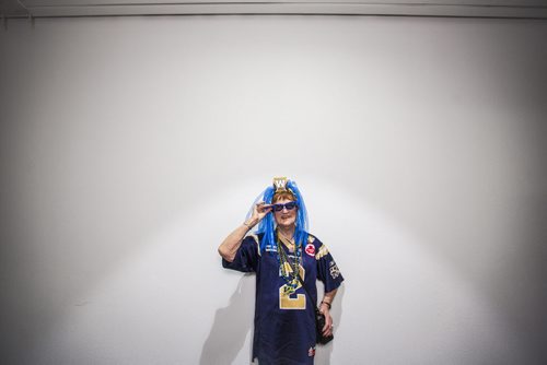 Barbara Main celebrates Grey Cup at the RBC Convention Centre in Winnipeg on Friday, Nov. 27, 2015.   (Mikaela MacKenzie/Winnipeg Free Press)