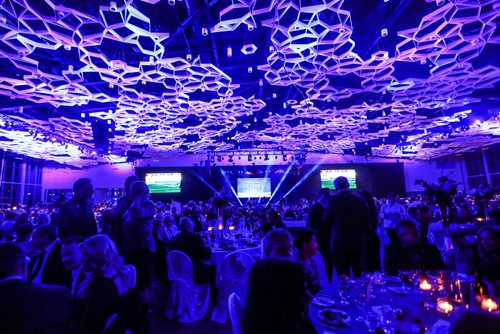 People eat and mingle in the new section of the RBC Convention Centre at a Grey Cup gala dinner in Winnipeg on Saturday, Nov. 28, 2015.   (Mikaela MacKenzie/Winnipeg Free Press)