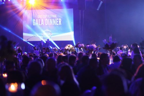 People eat and mingle in the new section of the RBC Convention Centre at a Grey Cup gala dinner in Winnipeg on Saturday, Nov. 28, 2015.   (Mikaela MacKenzie/Winnipeg Free Press)