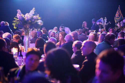 People eat and mingle in the new section of the RBC Convention Centre at a Grey Cup gala dinner in Winnipeg on Saturday, Nov. 28, 2015.   (Mikaela MacKenzie/Winnipeg Free Press)