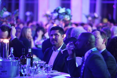Anthony Calvillo, former quarterback for the Montreal Allouettes, chats at the Grey Cup gala dinner in Winnipeg on Saturday, Nov. 28, 2015.   (Mikaela MacKenzie/Winnipeg Free Press)