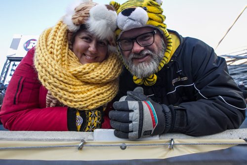 Fans Stephanie Rapko and Lance Whittaker (right) before the Grey Cup championship game against the Edmonton Eskimos and the Ottawa Redblacks in Winnipeg, November 29, 2015. 151129 - Sunday, November 29, 2015 -  MIKE DEAL / WINNIPEG FREE PRESS