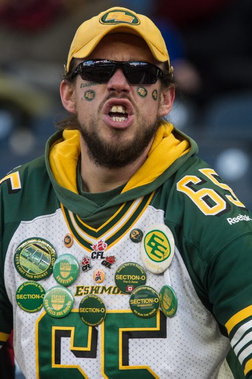 Fans get into the spirit before the Grey Cup championship game against the Edmonton Eskimos and the Ottawa Redblacks in Winnipeg, November 29, 2015. 151129 - Sunday, November 29, 2015 -  MIKE DEAL / WINNIPEG FREE PRESS