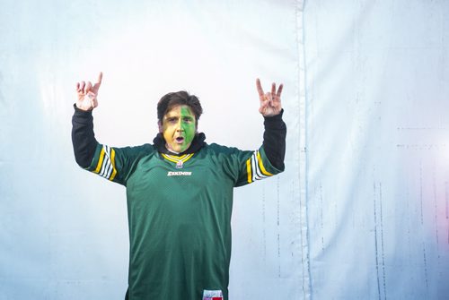 Rob Antonello, who drove 20 hours to get here, cheers before the Grey Cup at Investors Group Field in Winnipeg on Sunday, Nov. 29, 2015.   (Mikaela MacKenzie/Winnipeg Free Press)