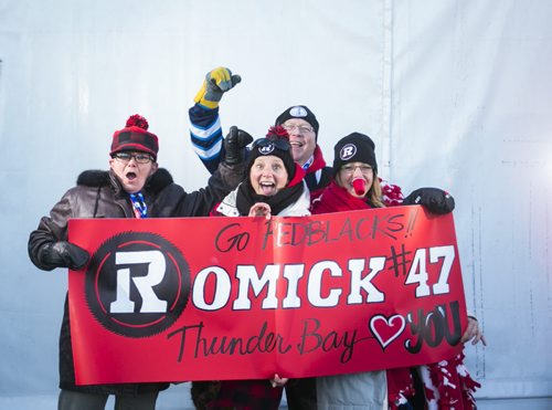 Fans cheer before the Grey Cup at Investors Group Field in Winnipeg on Sunday, Nov. 29, 2015.   (Mikaela MacKenzie/Winnipeg Free Press)