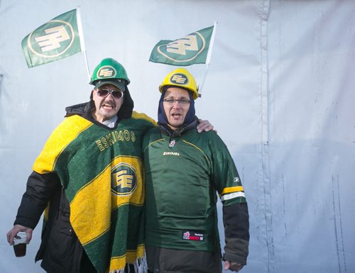 Brother Greg and Andrew Wujcik cheer before the Grey Cup at Investors Group Field in Winnipeg on Sunday, Nov. 29, 2015.   (Mikaela MacKenzie/Winnipeg Free Press)