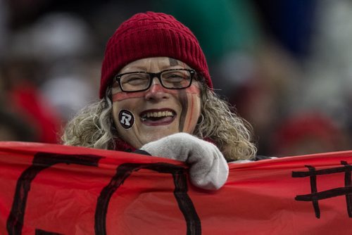 Fans react in the second quater of the Grey Cup championship game against the Edmonton Eskimos and the Ottawa Redblacks in Winnipeg, November 29, 2015. 151129 - Sunday, November 29, 2015 -  MIKE DEAL / WINNIPEG FREE PRESS