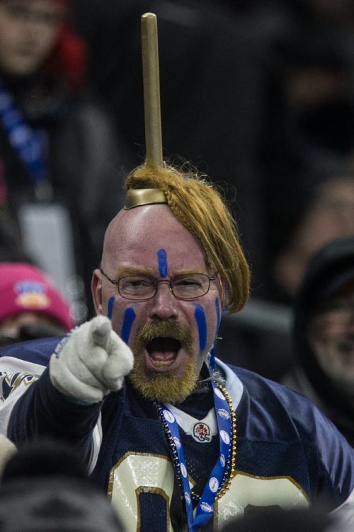 Fans react in the second quater of the Grey Cup championship game against the Edmonton Eskimos and the Ottawa Redblacks in Winnipeg, November 29, 2015. 151129 - Sunday, November 29, 2015 -  MIKE DEAL / WINNIPEG FREE PRESS