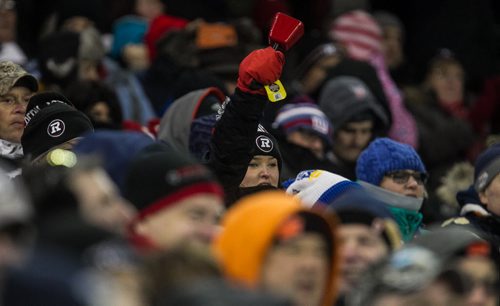 Fans react in the second quater of the Grey Cup championship game against the Edmonton Eskimos and the Ottawa Redblacks in Winnipeg, November 29, 2015. 151129 - Sunday, November 29, 2015 -  MIKE DEAL / WINNIPEG FREE PRESS