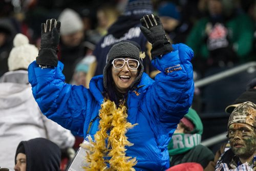 Fans react in the second quater of the Grey Cup championship game against the Edmonton Eskimos and the Ottawa Redblacks in Winnipeg, November 29, 2015. 151129 - Sunday, November 29, 2015 -  MIKE DEAL / WINNIPEG FREE PRESS