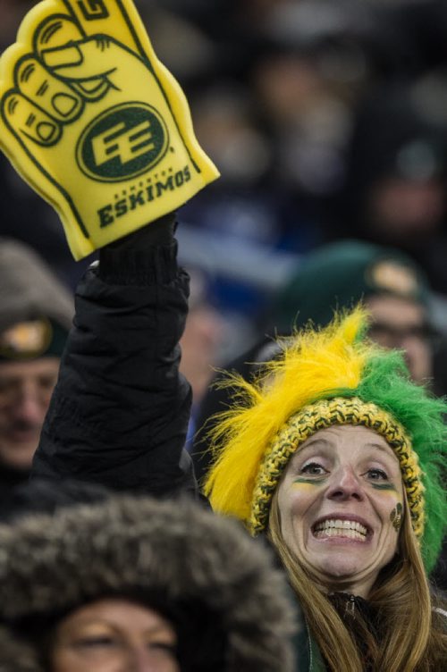 Fans react in the 3rd quarter of the Grey Cup championship game between the Edmonton Eskimos and the Ottawa Redblacks in Winnipeg, November 29, 2015. 151129 - Sunday, November 29, 2015 -  MIKE DEAL / WINNIPEG FREE PRESS