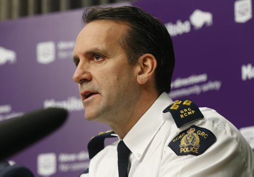 Assistant Commissioner Kevin Brousseau, commanding officer, D Division, RCMP attending Attorney General Gord Mackintosh's announcement of the proposed legislation that would see the strongest level of protection against domestic violence in the country at a news conference in the Manitoba Legislative Bld Monday. Larry Kusch story Wayne Glowacki / Winnipeg Free Press Nov. 30   2015