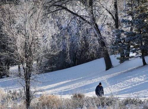 Gerry Dahlke walks down Sturgeon Creek in St James Wednesday afternoon enjoying the picturesque views- Standup PhotoDec 02, 2015   (JOE BRYKSA / WINNIPEG FREE PRESS)