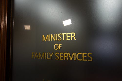 The door to the Manitoba Minister of Family Services in the Manitoba Legislative Building. Kerri Irvin Ross is the current Minister of Family Services. 151202 - Wednesday, December 2, 2015 -  MIKE DEAL / WINNIPEG FREE PRESS