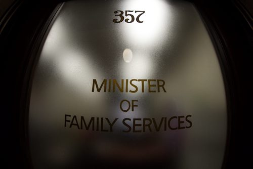 The door to the Manitoba Minister of Family Services in the Manitoba Legislative Building. Kerri Irvin Ross is the current Minister of Family Services. 151202 - Wednesday, December 2, 2015 -  MIKE DEAL / WINNIPEG FREE PRESS