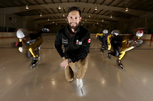 Tyler Williamson-Deffaugh, Manitoba's new provincial speed skating coach, at St.Norbert Arena, Wednesday, December 2, 2015. (TREVOR HAGAN/WINNIPEG FREE PRESS)