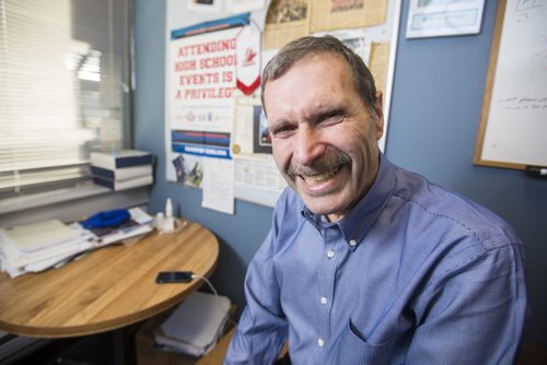 Executive director of the Manitoba High Schools Athletic Association Morris Glimcher, who is retiring after 40 years at the helm, in his office in Winnipeg on Friday, Dec. 4, 2015.  (Mikaela MacKenzie/Winnipeg Free Press)